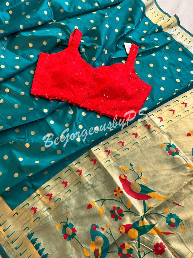 PAITHANI GOLD ZARI GREEN