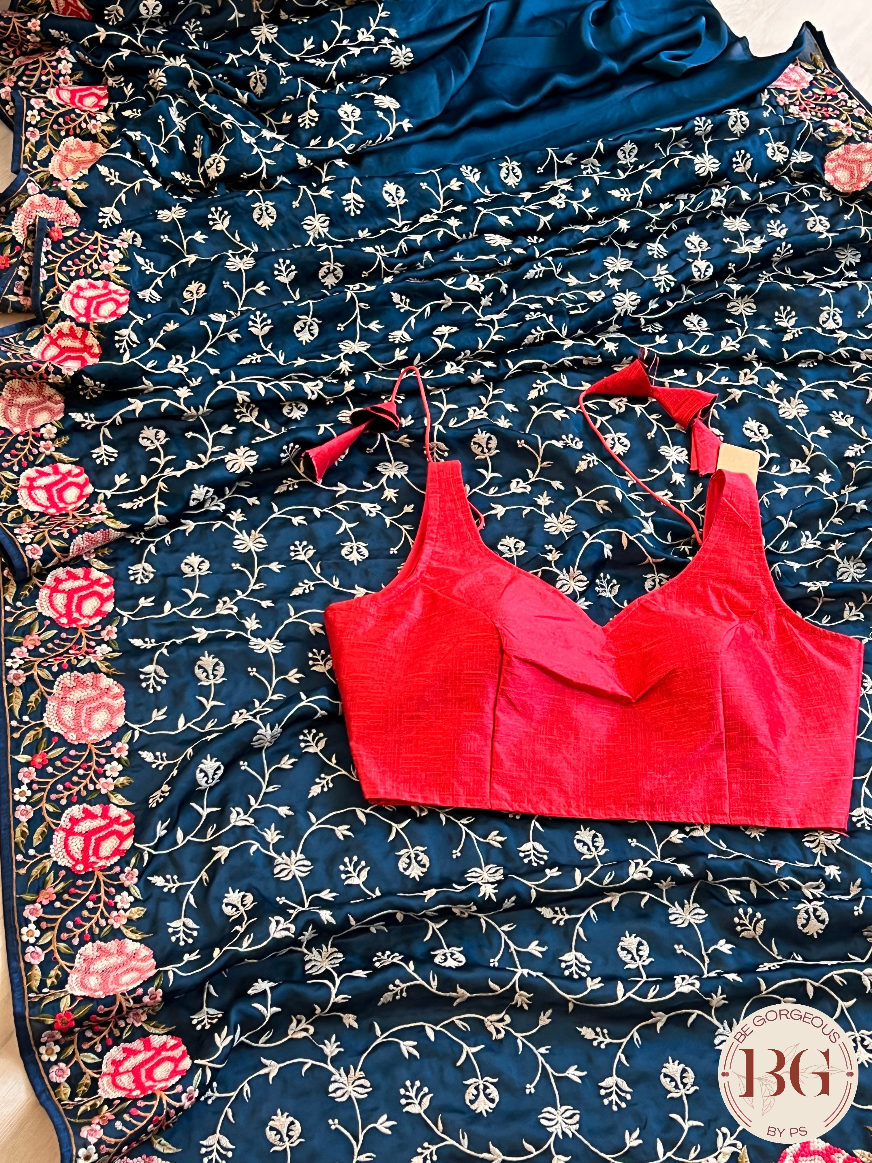 SATIN EMBROIDERY BLUE SA-SAT-EMB-BL427