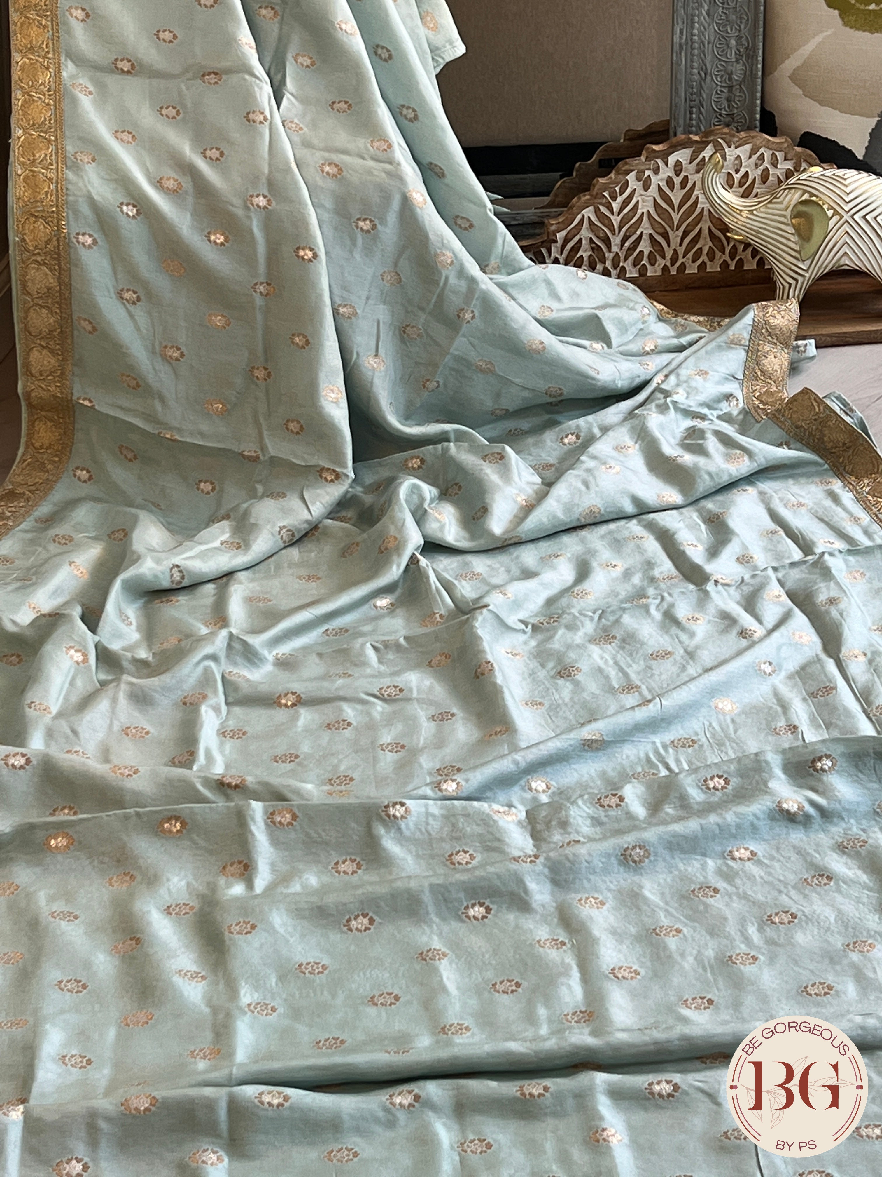 MUNGA SILK EMBROIDERY BLUE SA-MUN-EMB-BL426