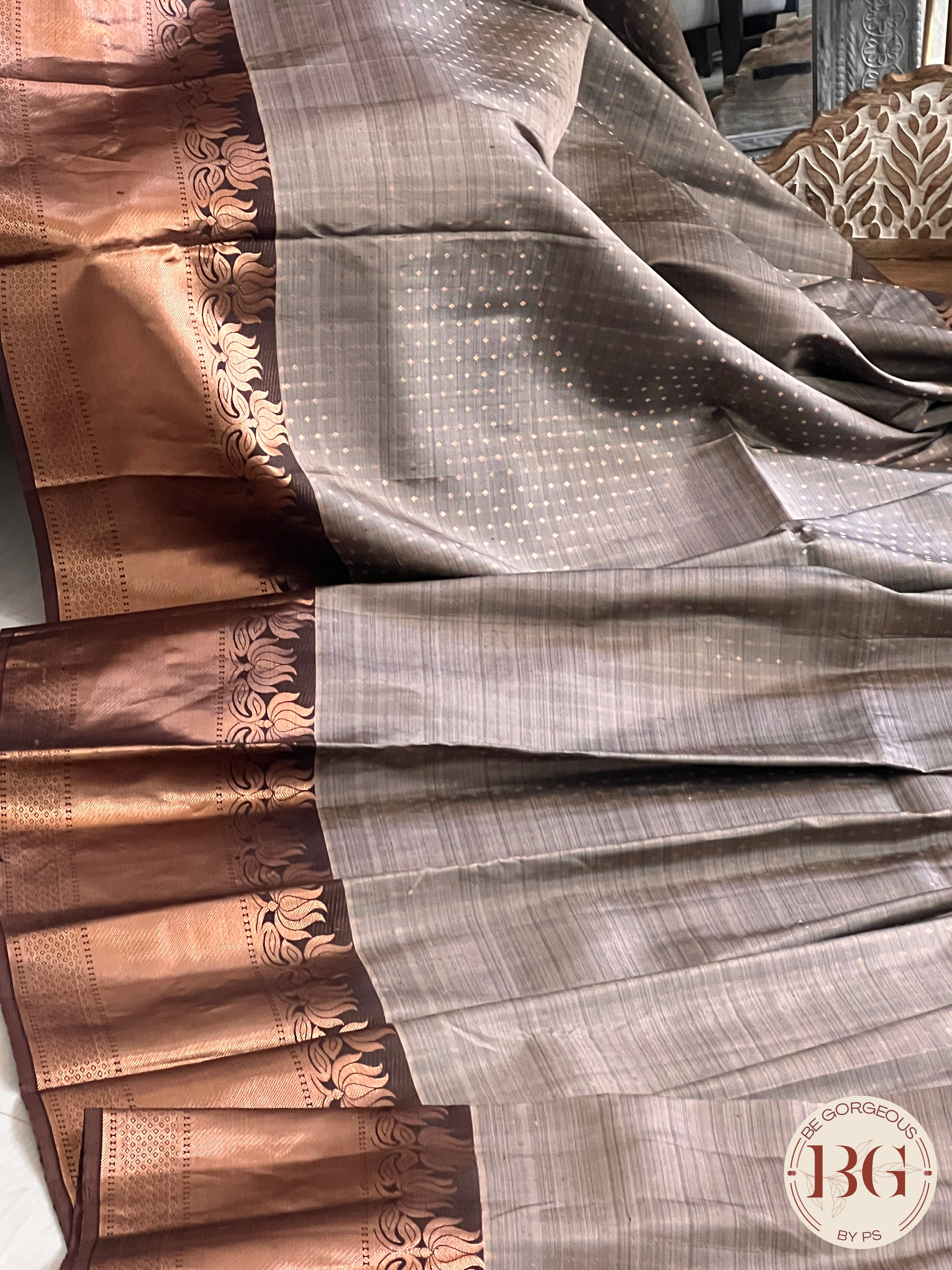 KANJEEVARAM PURE SILK KANJEEVARAM GREY BROWN SA-KAN-PUR-GR406