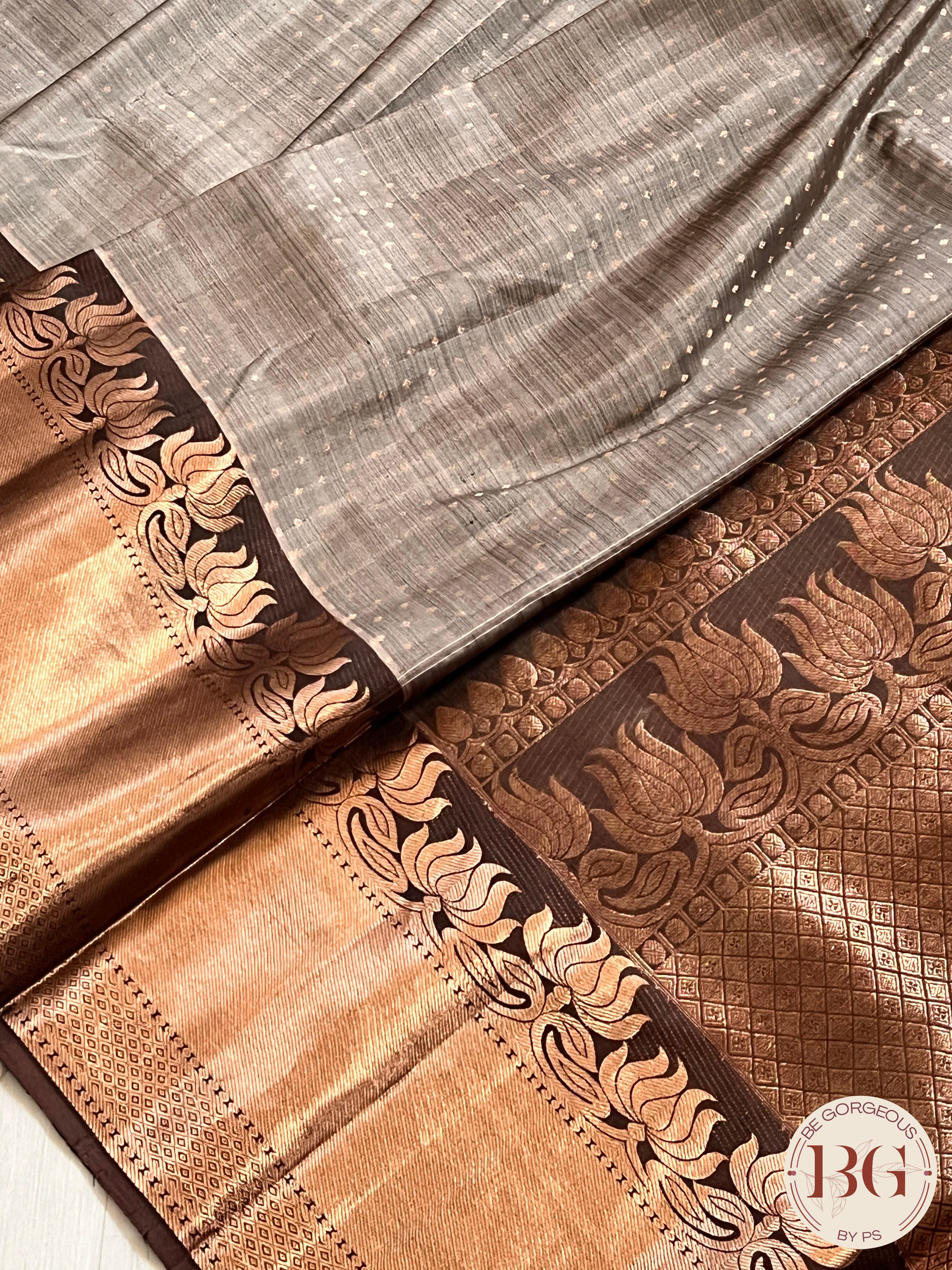 KANJEEVARAM PURE SILK KANJEEVARAM GREY BROWN SA-KAN-PUR-GR406