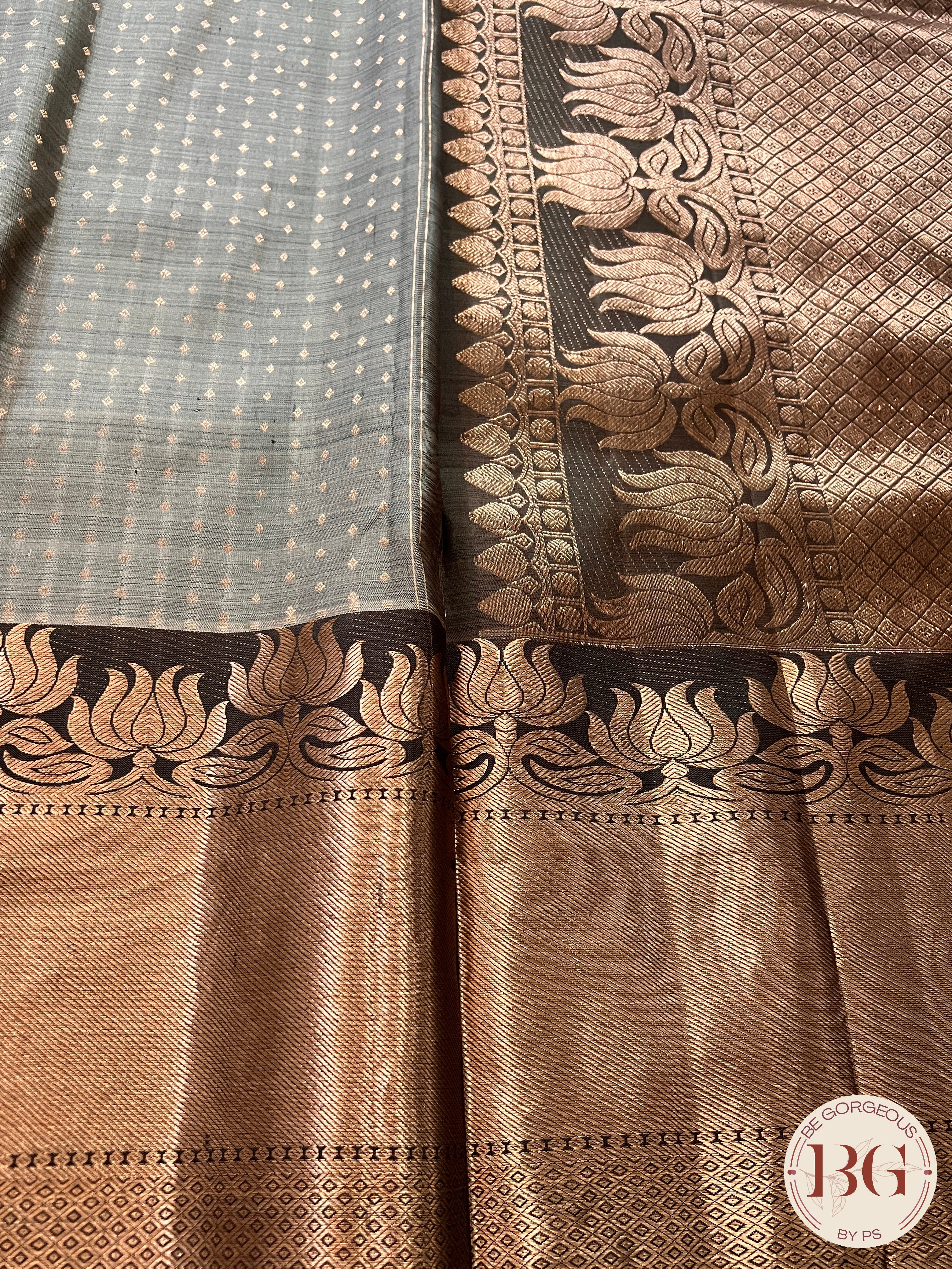 KANJEEVARAM PURE SILK KANJEEVARAM GREY BROWN SA-KAN-PUR-GR406