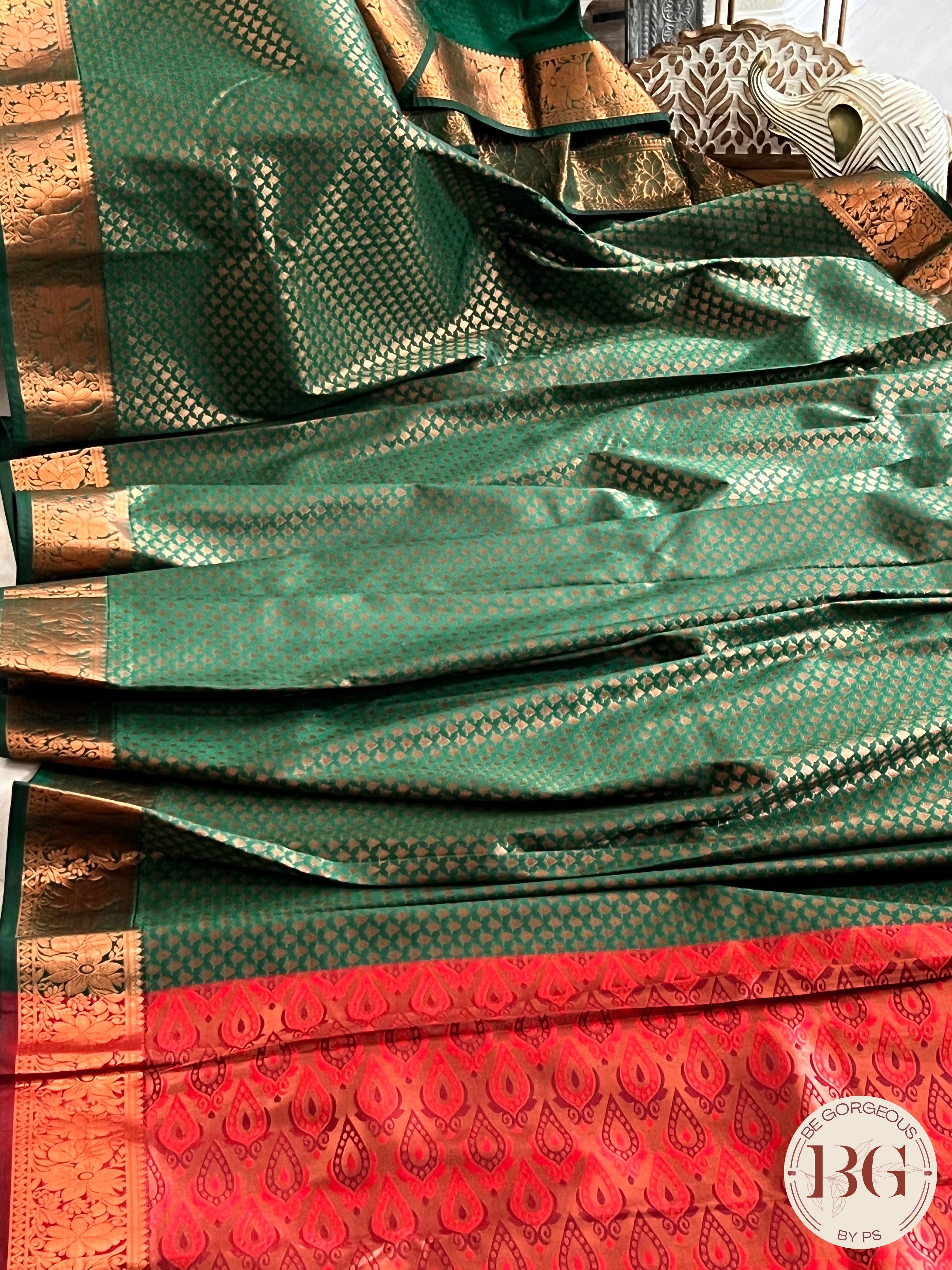 KANJEEVARAM PURE SILK KANJEEVARAM Green Red SA-KAN-PUR-PI414