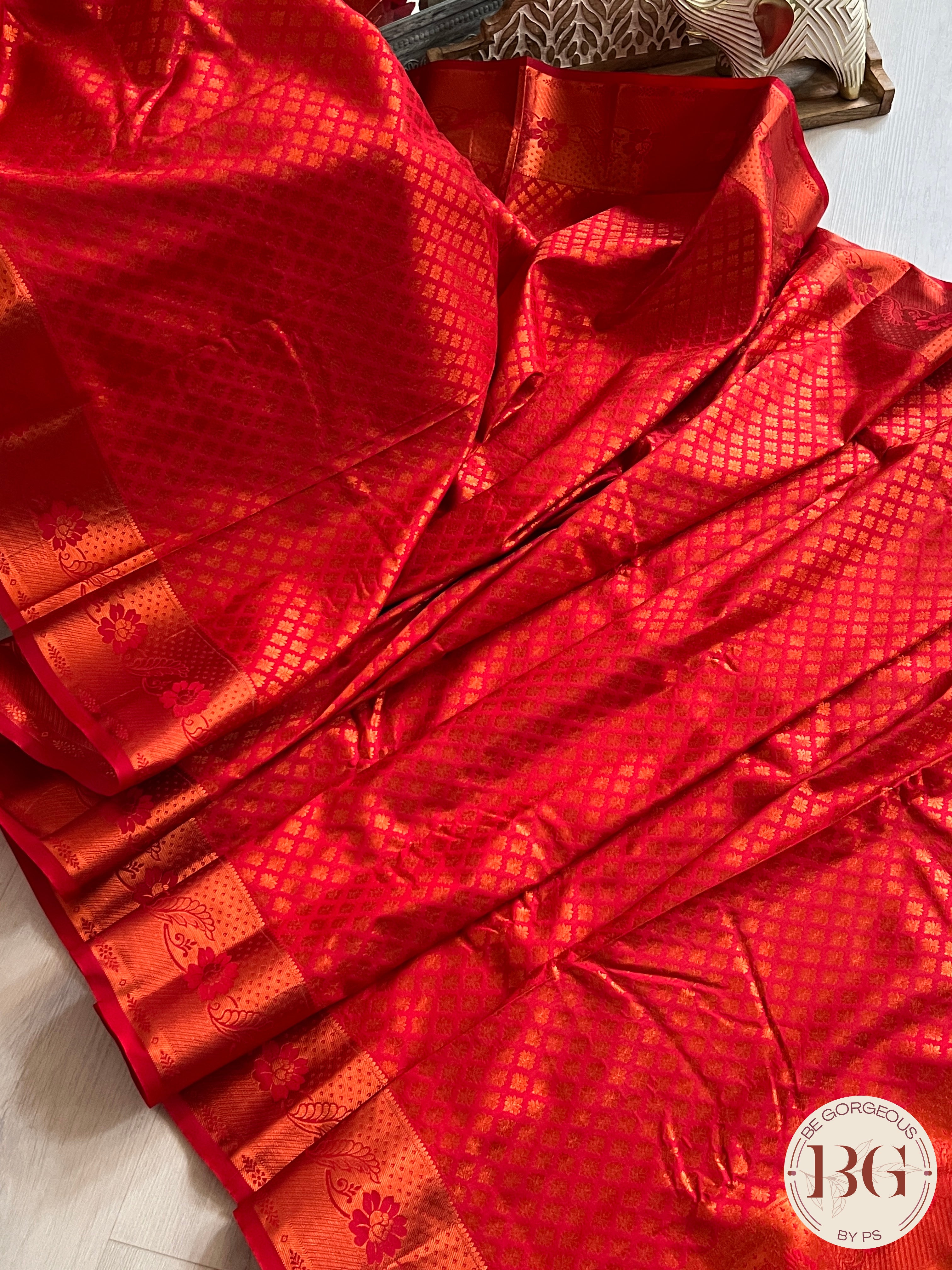 KANJEEVARAM FULL DESIGN ZARI SAREE RED SA-KAN-FUL-RE394