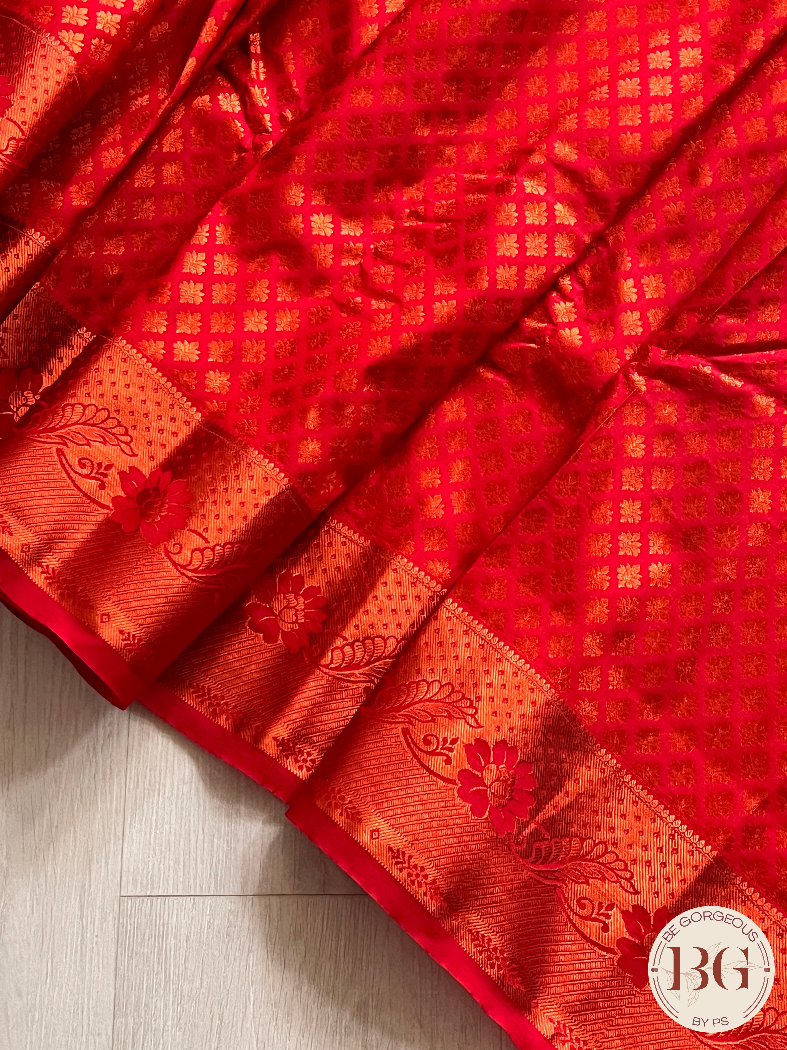 KANJEEVARAM FULL DESIGN ZARI SAREE RED SA-KAN-FUL-RE394
