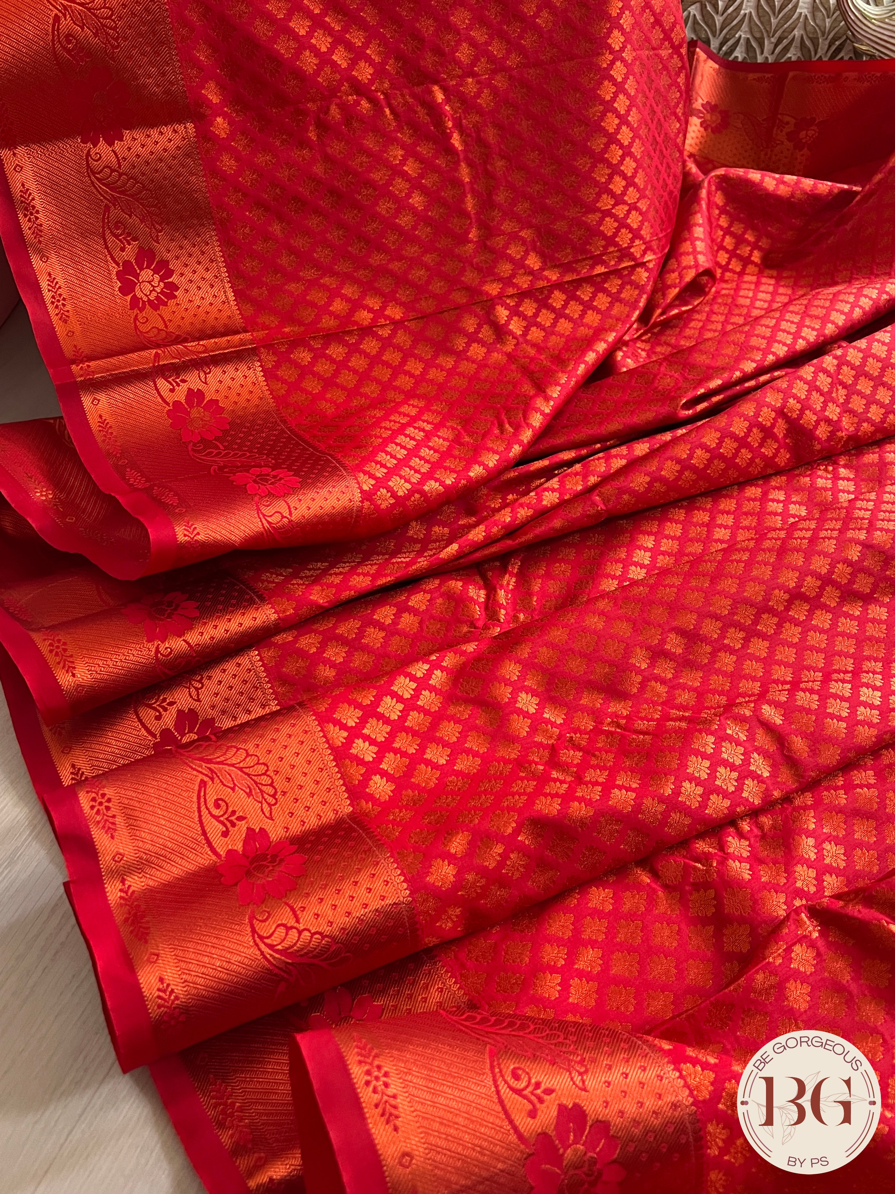 KANJEEVARAM FULL DESIGN ZARI SAREE RED SA-KAN-FUL-RE394