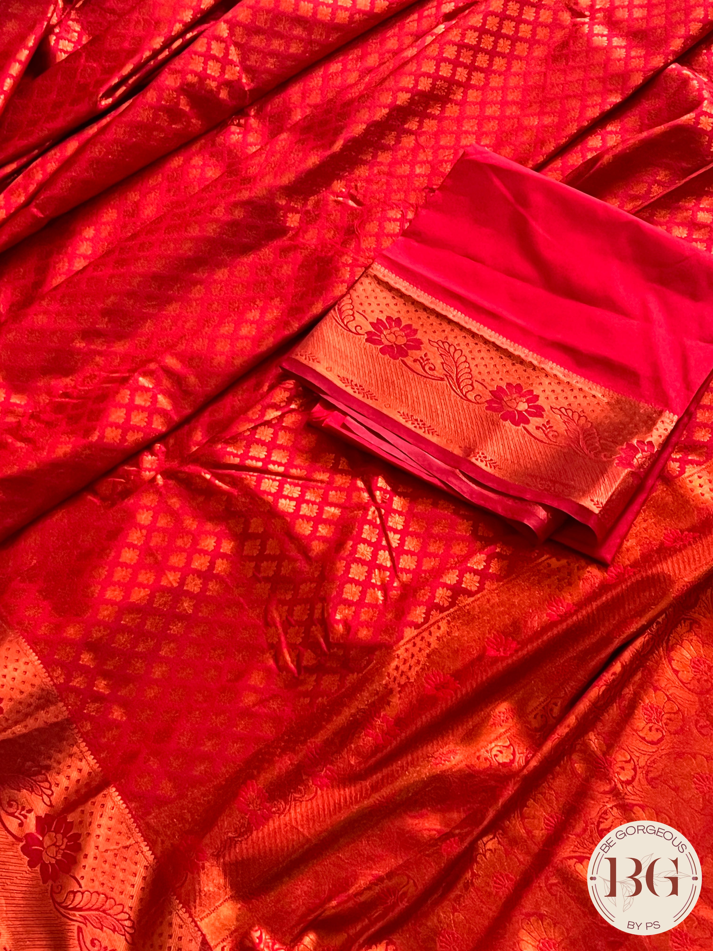 KANJEEVARAM FULL DESIGN ZARI SAREE RED SA-KAN-FUL-RE394