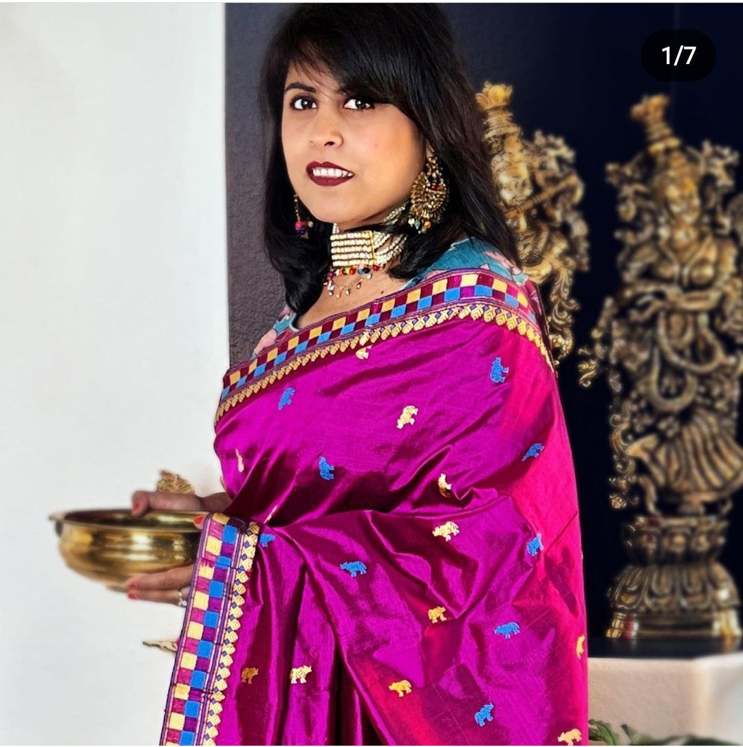 Assam Silk Saree Saree PURPLE