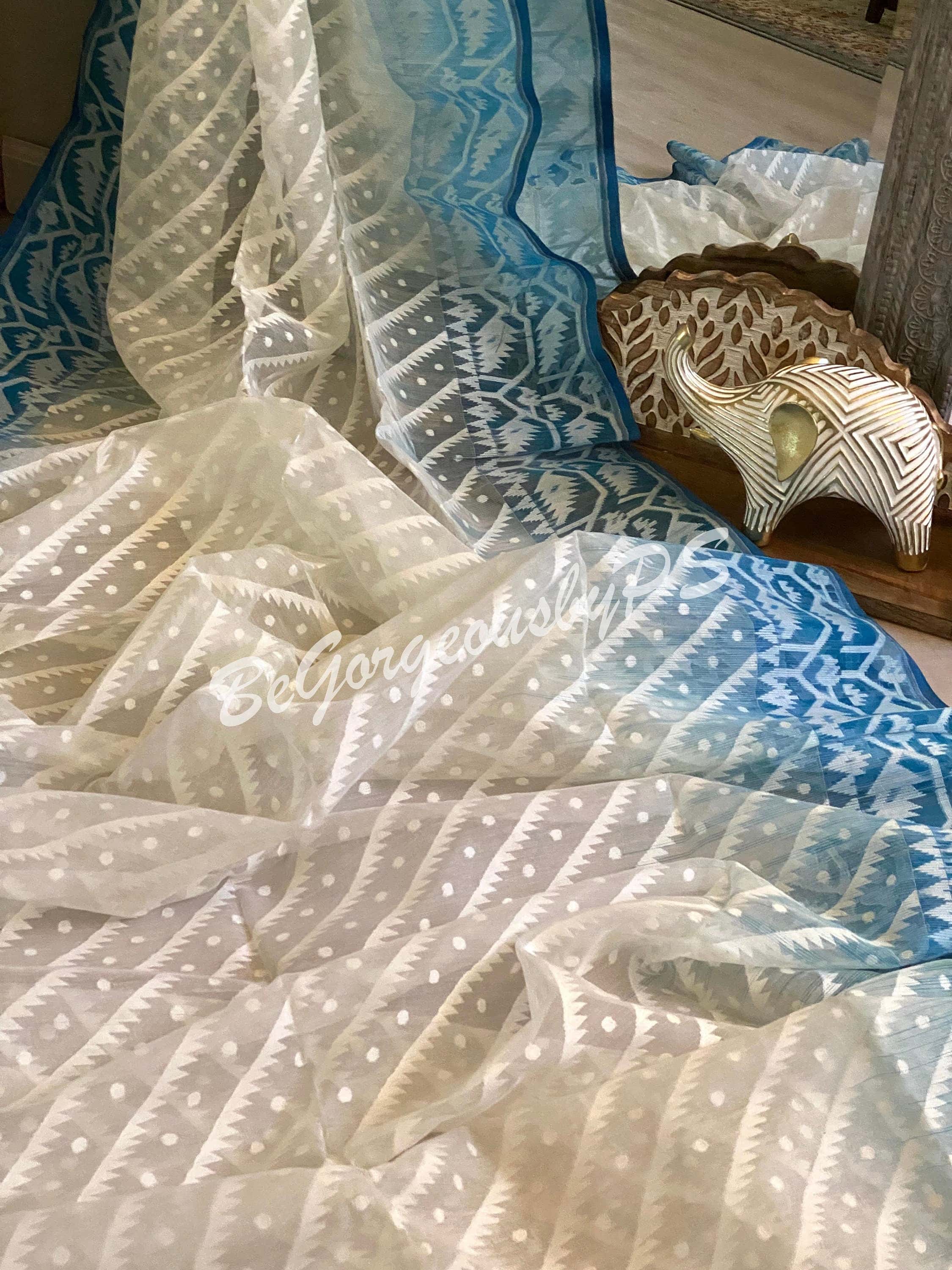 Jamdani. Cotton Dhakai Jamdani Saree