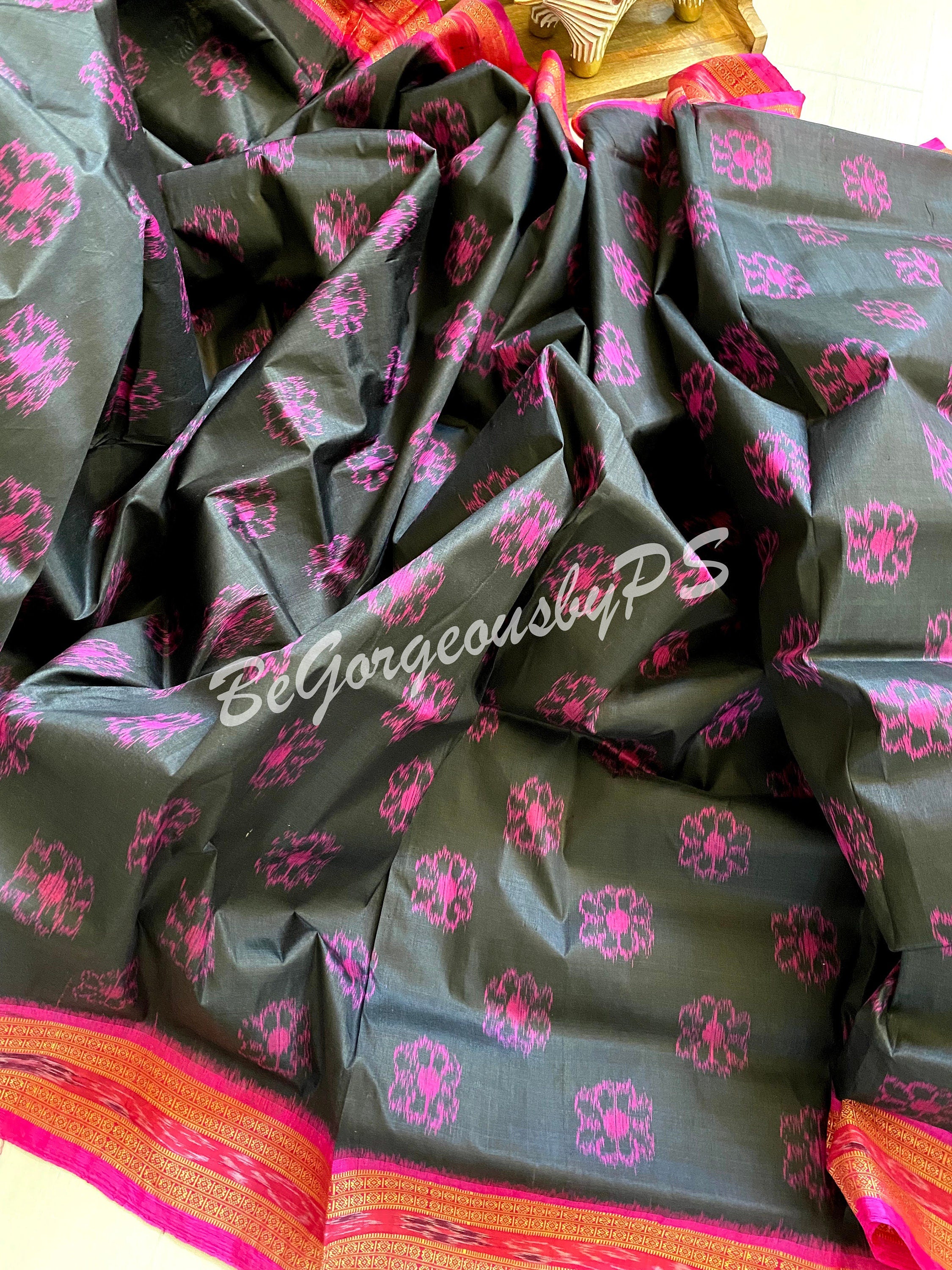 Khandua odisha pure mulberry silk flower motifs