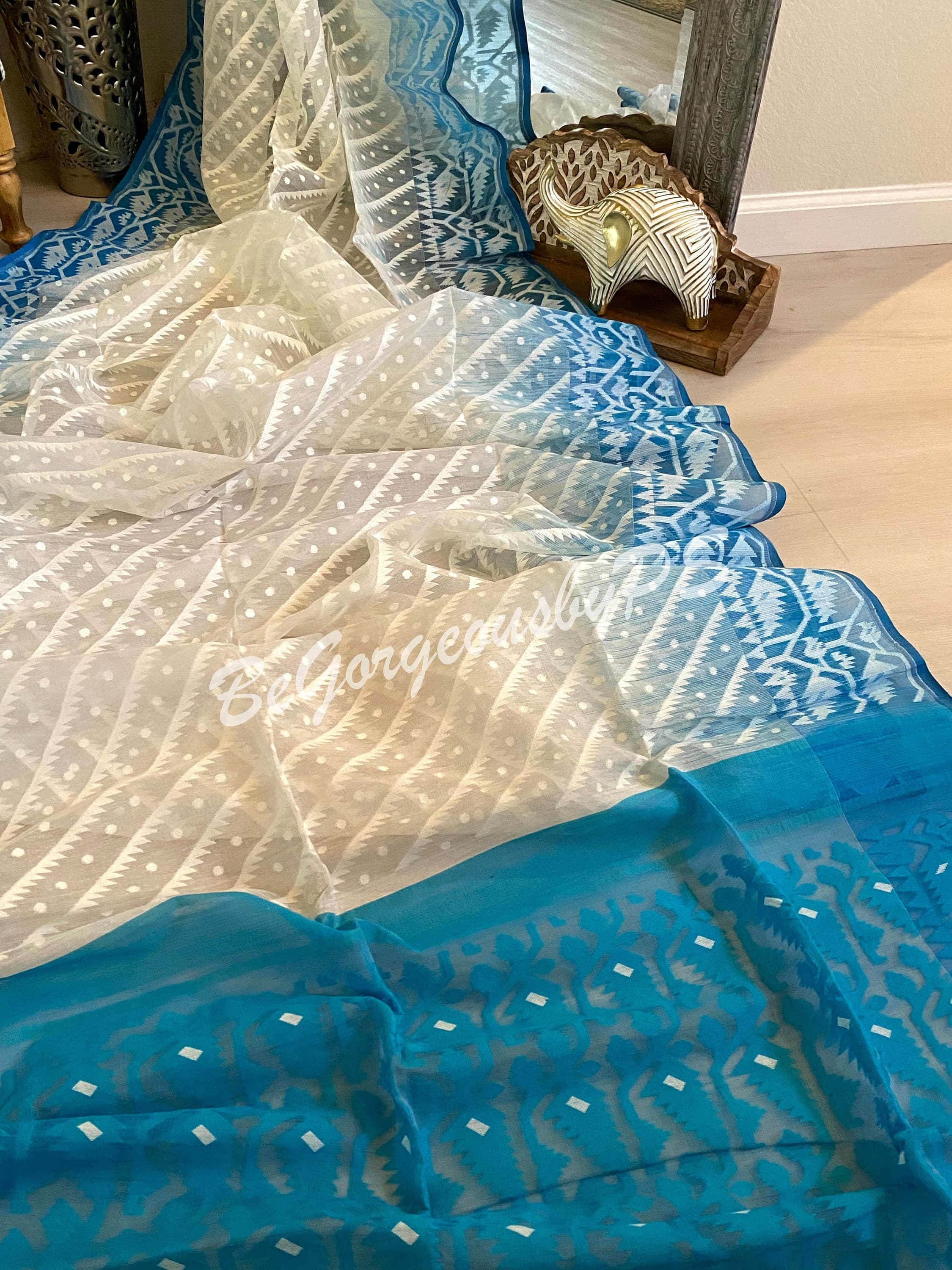 Jamdani. Cotton Dhakai Jamdani Saree