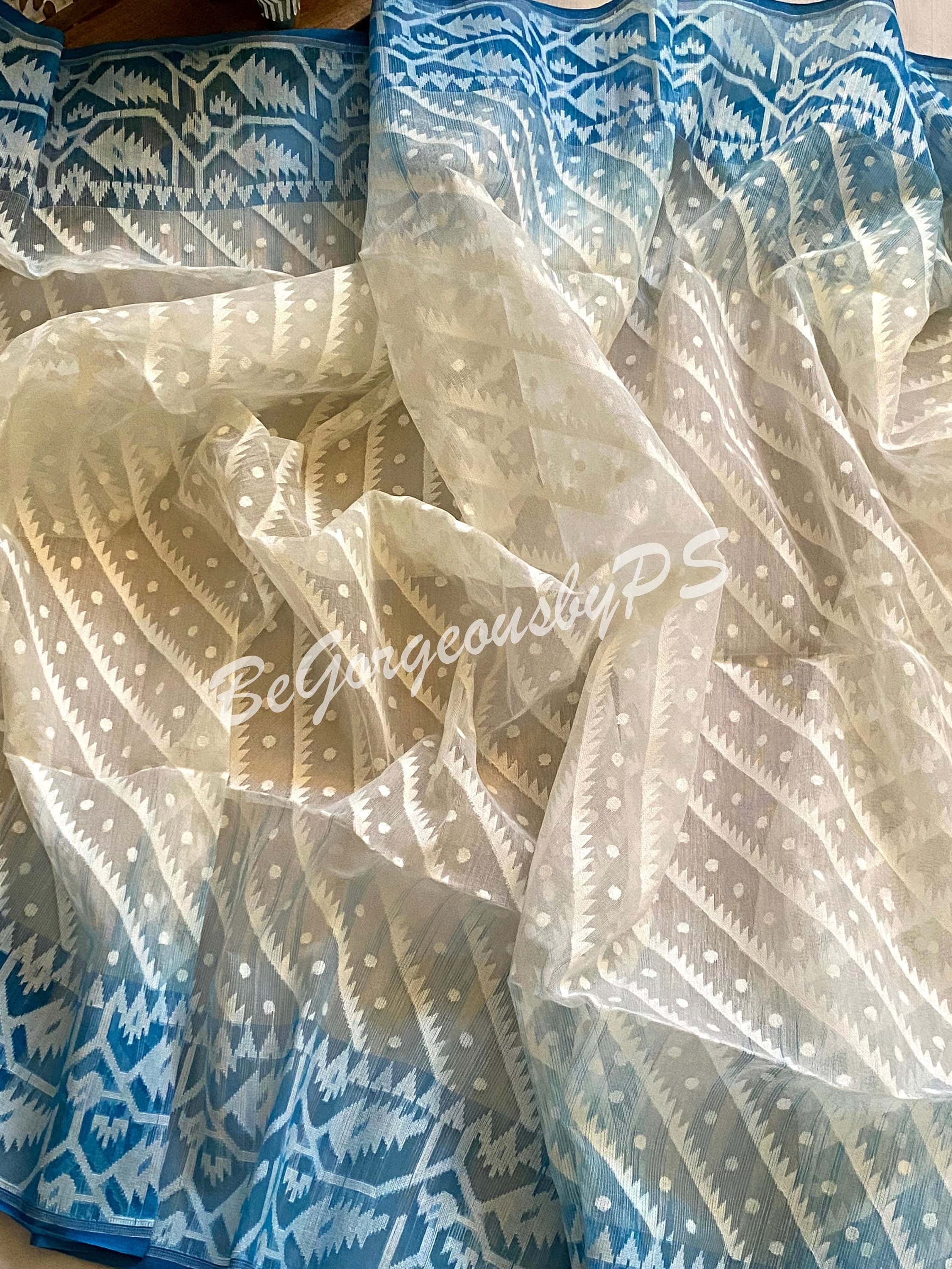 Jamdani. Cotton Dhakai Jamdani Saree