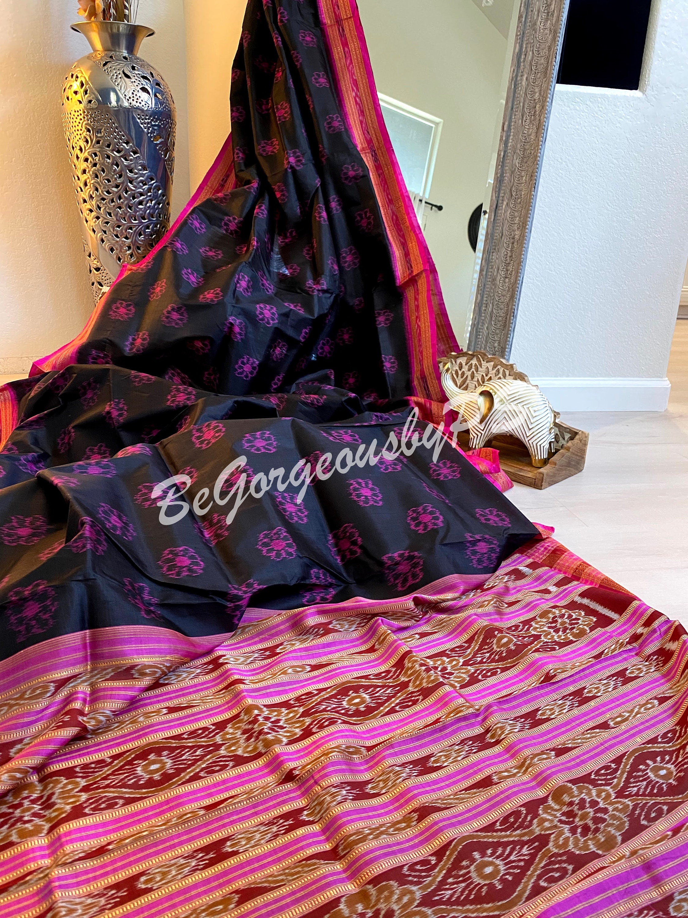 Khandua odisha pure mulberry silk flower motifs